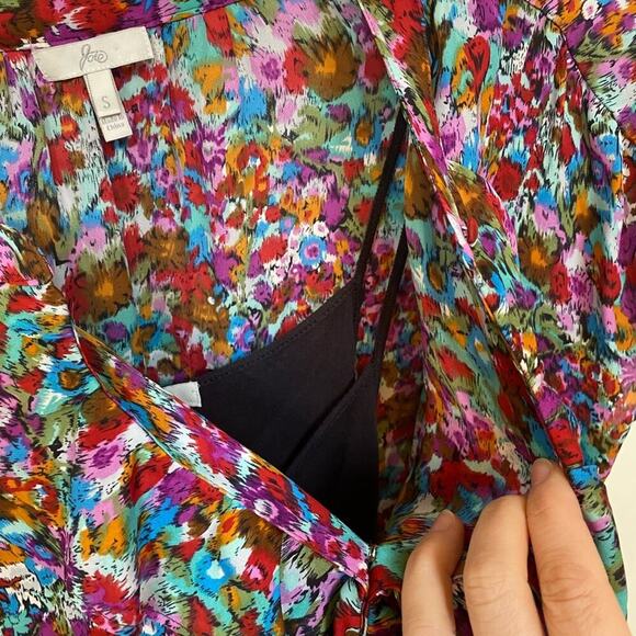 Joie Floral Silk Ruffle Button Mini Dress Short Sleeve Anthropologie Doen Style - Picture 7 of 8